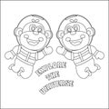 cute animal astronaut for colouring book or page