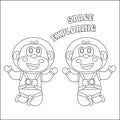 cute animal astronaut for colouring book or pag