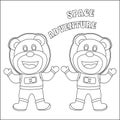 cute animal astronaut for colouring book or page