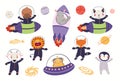 Cute animal astronauts set Royalty Free Stock Photo