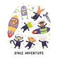 Cute animal astronauts set Royalty Free Stock Photo