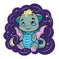 Cute animal baby. Cute space dragon.vector illustration