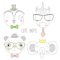 Cute animal boys portraits