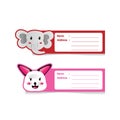 Cute animal cartoon address label design template