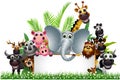 Cute animal cartoon with blank sign Royalty Free Stock Photo