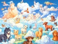 Cute animal cartoon pattern clouds shape Royalty Free Stock Photo