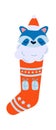 Cute animal in Christmas socks flat icon Winter holiday