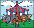 Cute Animal Circus Safari Cartoon Color Illustration