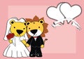 Cute lion couple cartoon cute married background