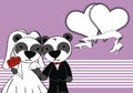 Cute panda bear couple cartoon cute married background