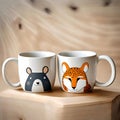 Cute animal design mugs - ai generated image