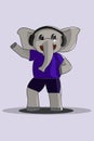 Cute animal elephant with dance character illustration Royalty Free Stock Photo