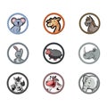 Cute Animal Expression Collection Color Illustration Royalty Free Stock Photo