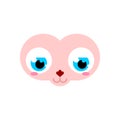 Cute animal face isolated. Cartoon beast face child. kawaii muzzle vector illustration