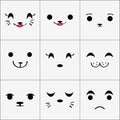 Cute animal faces set