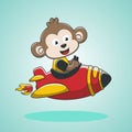 Cute cartoon character for children. Doodle animal. Space theme. Vector illustration