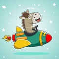 Doodle animal. Space theme. Vector illustration