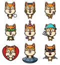 The cute animal fox of the mascot bundle set