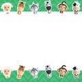 Cute animal frame background for kids and children cartoon vector illustration Royalty Free Stock Photo