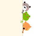 Cute animal frog, bear and fox with empty place for text. Vector Illustration EPS10