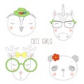 Cute animal girl portraits