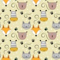 Cute animal heads seamless pattern