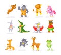 Cute animal kids set character cartoon vector illustration isolated Royalty Free Stock Photo