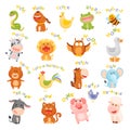 Cute Animal Making Sounds Uttering Sounds Big Vector Set Royalty Free Stock Photo