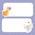 Cute Animal Parade with Flag and Balls Note Frame Vector Template