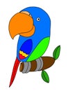 Cute animal parrot cartoon illustration coloring drawing line