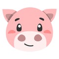 cute animal pink pig icon, flat illustration for your design Royalty Free Stock Photo