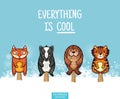 Cute animal popsicles illustration. Vector ice cream set Royalty Free Stock Photo