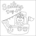 cute animal sailor or pirates for colouring book or page