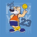 Cute animal slam dunk style basketball player, vector illustration Royalty Free Stock Photo