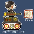 Cute animal soldier cartoon on armored vehicle