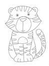 Cute animal tiger cartoon illustration coloring drawing line