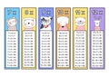 Cute Animal Timetables Bookmarks - 2 Royalty Free Stock Photo
