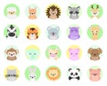 Cute Animal Vector illustration Icon Set isolated on a white background. Royalty Free Stock Photo