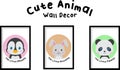 Cute animal wall decor cute penguin, cute rabbit, cute panda