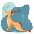 Cute animals of Africa in yoga and meditation pose. Digital illustration, hand-drawn by isolates