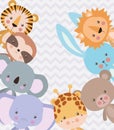 Isolated cute animals cartoons vector design Royalty Free Stock Photo