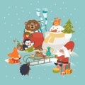 Cute animals celebrating Christmas