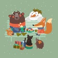 Cute animals celebrating Christmas