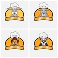 Cute animals Chef set, Wearing Hat and Cooking Theme. Rabbit, Rhino, Lion and Panda Character Design, Mascot, Label, Icon And Logo Royalty Free Stock Photo