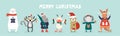 Cute animals Christmas card Royalty Free Stock Photo