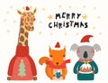 Cute animals Christmas card