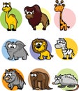 Cute animals collection: farm animals, wild animals isolated on white background. Vector illustration design template Royalty Free Stock Photo