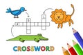 Cute Animals Crossword with Lion, Alligator and Bird