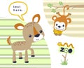 Cartoon vector of funny deer with monkey carrying banana