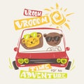 Cute animals driving, print design for apparel